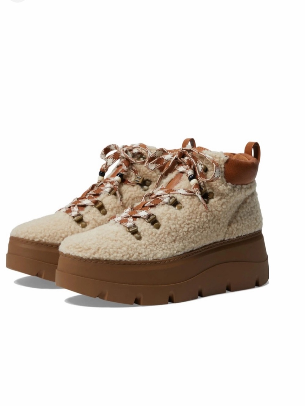 NEW ZODIAC Women's, Billie Boot Sherpa Lined Combat Sneaker IN Natural Caramel